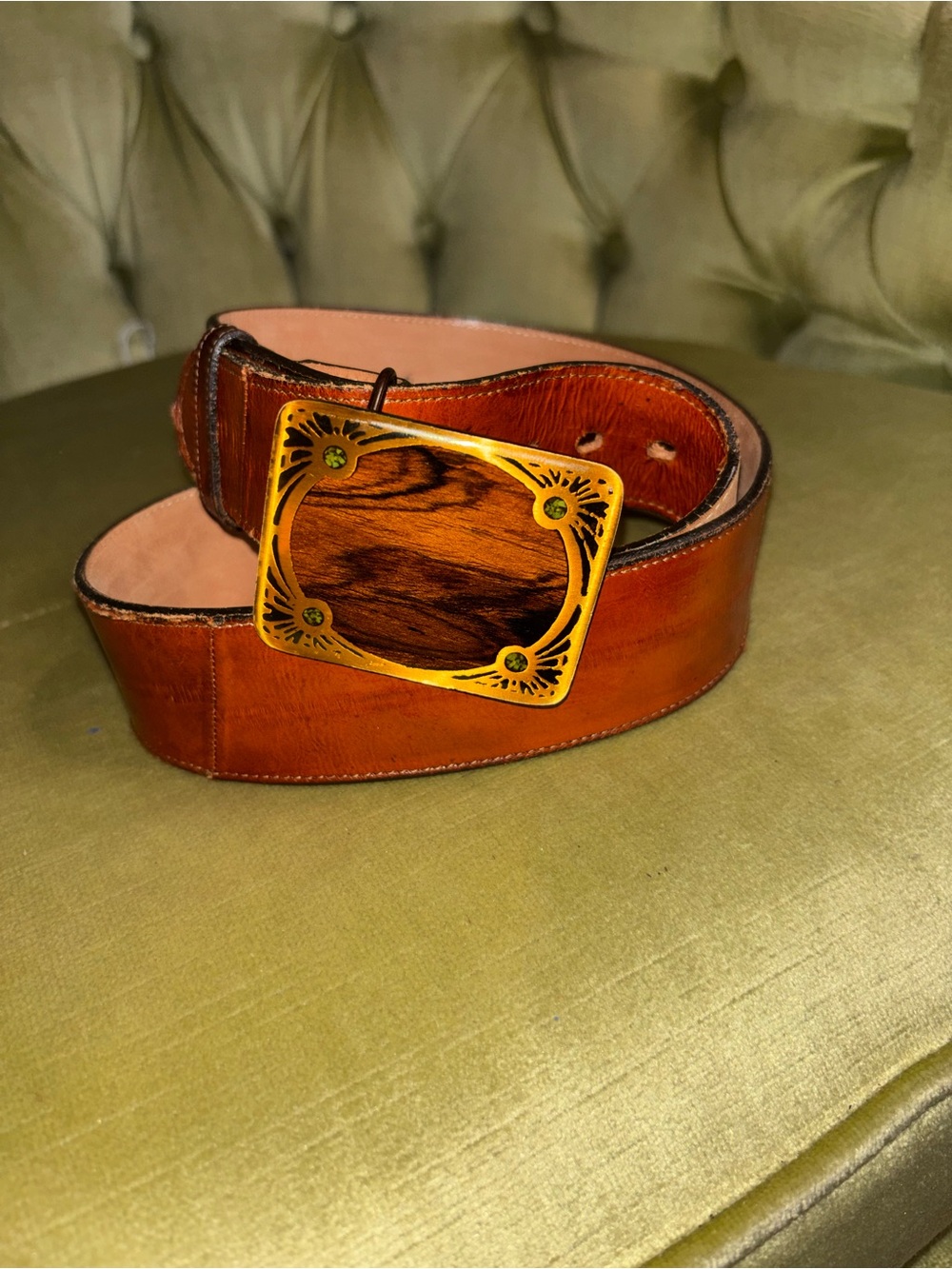 Vtg Tony Lama Belt 34 Brown Eel Leather Western Cowboy Rodeo 70s Style Buckle
